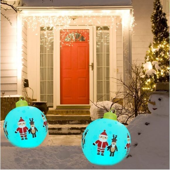 NIB Inflatable Outdoor Christmas Ball 24 Inch Large Christmas Blow Up Decoration - Picture 6 of 7